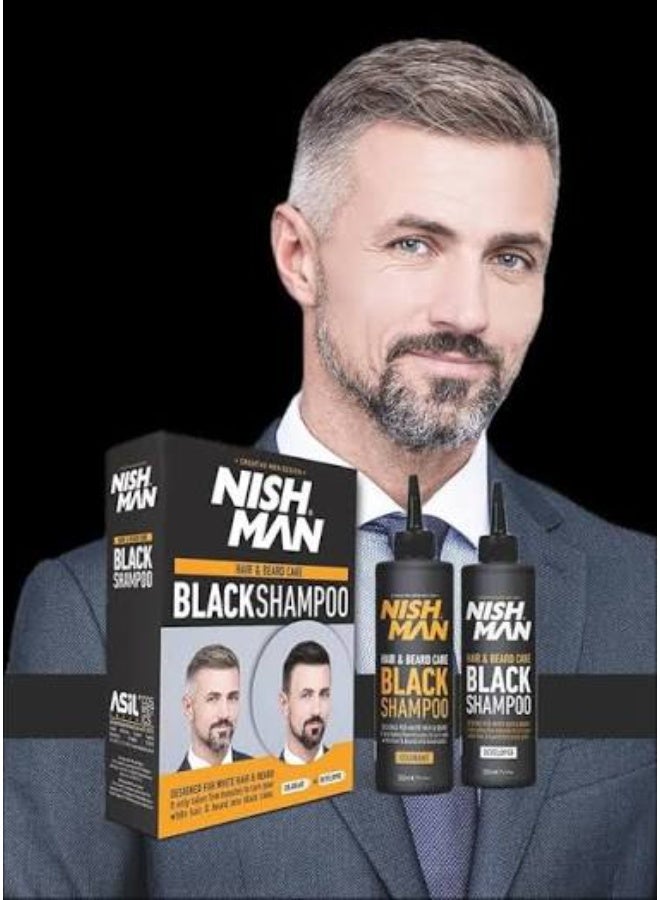 NISHMAN Black Hair & Beard Color Shampoo 200 ml Twin Pack - Image 3
