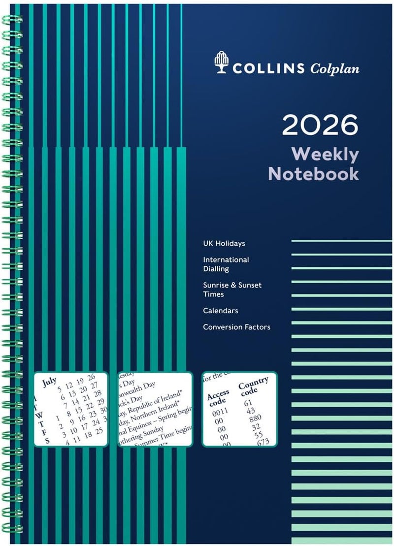 Collins - Colplan - 2026 12 Month Calendar Year Planner, Week-To-View with Notes Diary, A4 Wiro Bound Cover (62-26) - Image 2