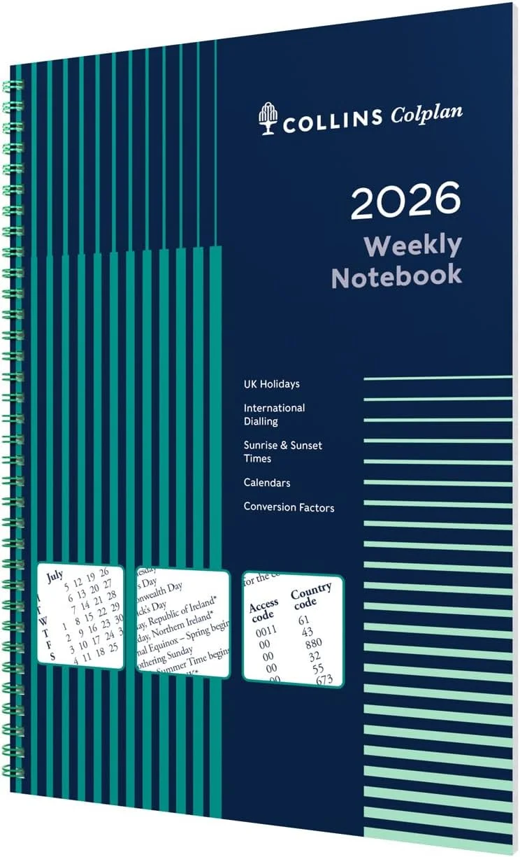 Collins Collins - Colplan - 2026 12 Month Calendar Year Planner, Week-To-View with Notes Diary, A4 Wiro Bound Cover (62-26)