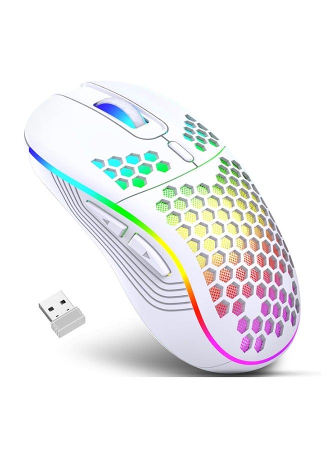 Wireless Gaming Mouse  Rechargeable Computer Mouse Ergonomic Mice Honeycomb Design With RGB Backlight  USB Receiver  7 ons  Adjustable DPI - Image 1