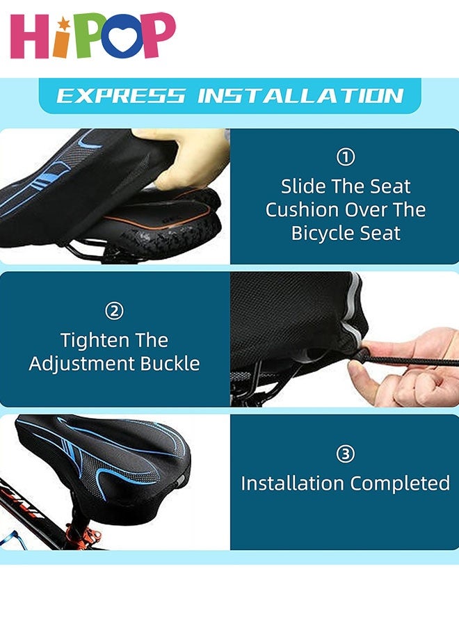 HIPOP Bike Saddle Cover with Rain Cover, Narrow Gel Bike Seat Cushion for Women and Men, Exercise Bike Seat Cushion Cover for Spin, Stationary, Cruiser Bikes (White) - Image 5