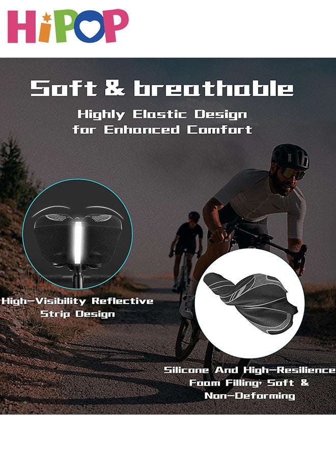 HIPOP Bike Saddle Cover with Rain Cover, Narrow Gel Bike Seat Cushion for Women and Men, Exercise Bike Seat Cushion Cover for Spin, Stationary, Cruiser Bikes (White) - Image 3