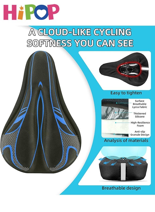 HIPOP Bike Saddle Cover with Rain Cover, Narrow Gel Bike Seat Cushion for Women and Men, Exercise Bike Seat Cushion Cover for Spin, Stationary, Cruiser Bikes (White) - Image 4