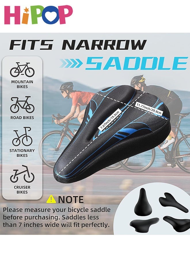 HIPOP Bike Saddle Cover with Rain Cover, Narrow Gel Bike Seat Cushion for Women and Men, Exercise Bike Seat Cushion Cover for Spin, Stationary, Cruiser Bikes (White) - Image 2