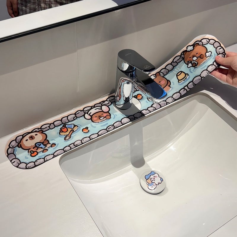 Miooding Cartoon Faucet Drip Mat, Cute Anti-Splash Water Absorbent Diatom Mud Pad for Kitchen & Bathroom - Image 3