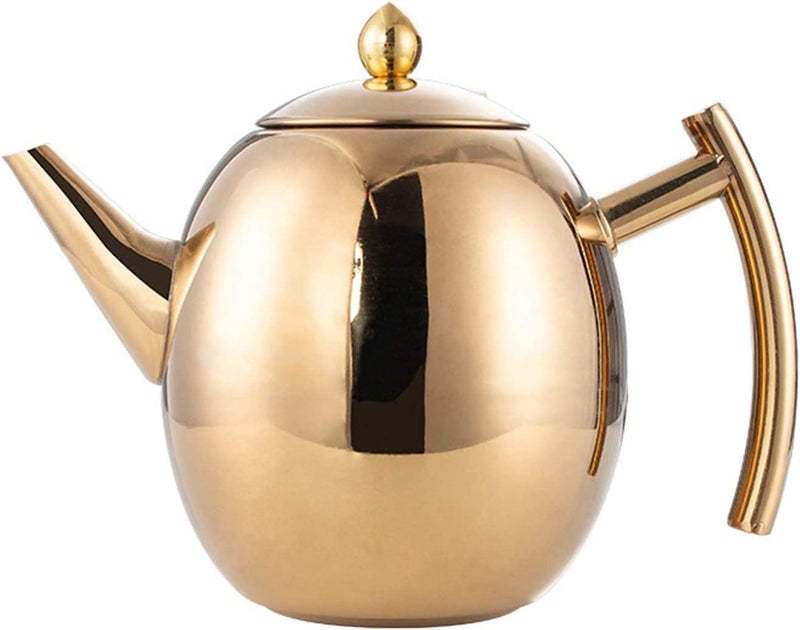 FAKKDANATH FAKKDANATH 1.5L Stainless Steel Teapot Golden Coffee Pot with Filter/Large Capacity Coffee Pot with Filter/Teapot with Strainer Stainless Steel (Pack of 1)  - Image 1