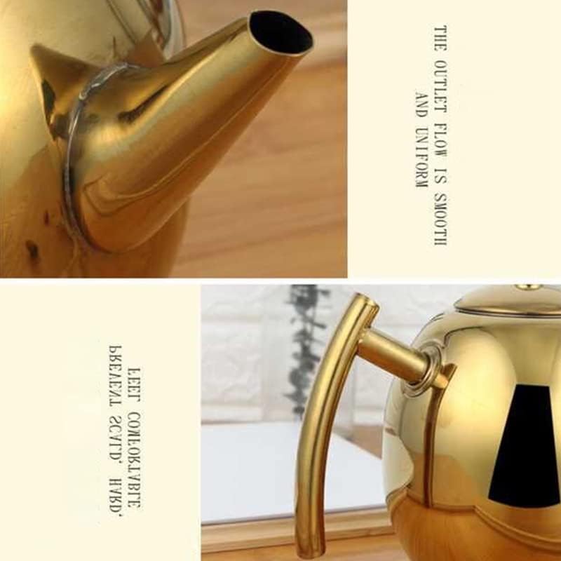 FAKKDANATH FAKKDANATH 1.5L Stainless Steel Teapot Golden Coffee Pot with Filter/Large Capacity Coffee Pot with Filter/Teapot with Strainer Stainless Steel (Pack of 1)  - Image 4