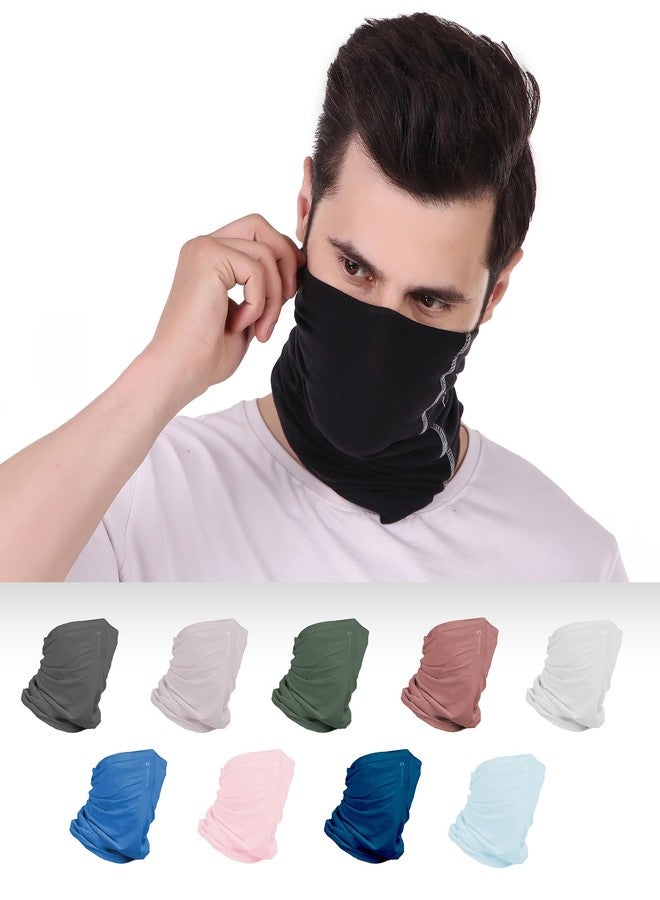 Freecultr Cotton Unisex Plain Bamboo Bandana Anti Microbial Multipurpose Headband Cloth Face Mask For Dust And Sun Protection-Pack Of 10