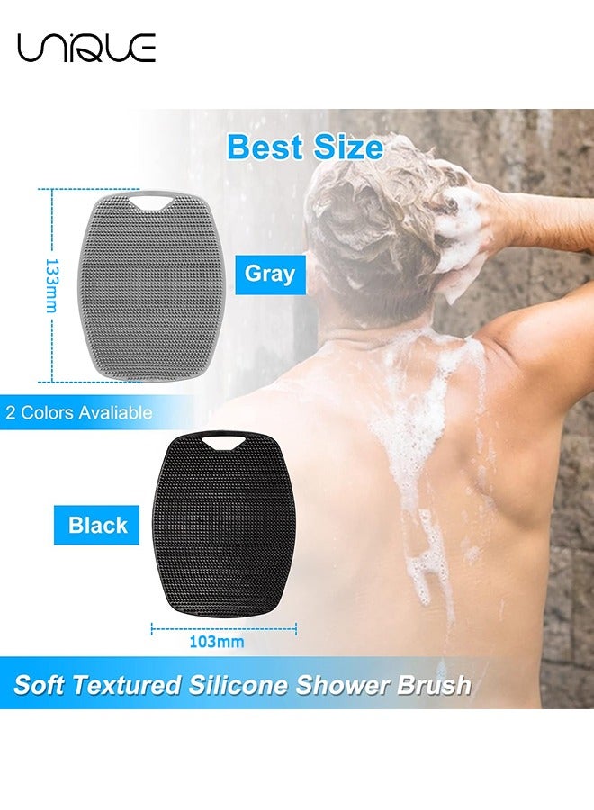 Unique 2 Pcs Silicone Body Cleansing Brush - Shower Cleaner Body Buffer - For Nourishing Cleansing & Exfoliating - Suitable for All Skin Levels - Comes with an Ergonomic Non-Slip Handle - Image 2