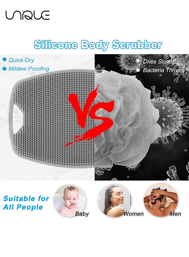 Unique 2 Pcs Silicone Body Cleansing Brush - Shower Cleaner Body Buffer - For Nourishing Cleansing & Exfoliating - Suitable for All Skin Levels - Comes with an Ergonomic Non-Slip Handle - Image 4