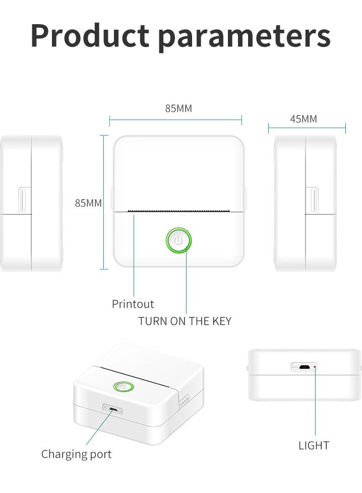 طابعة ميني محمولة للطلاب - طابعة فوتوغرافية ملونة حرارية بلا حبر بتقنية بلوتوث مع وظيفة ملصقات لاصقة - Image 5