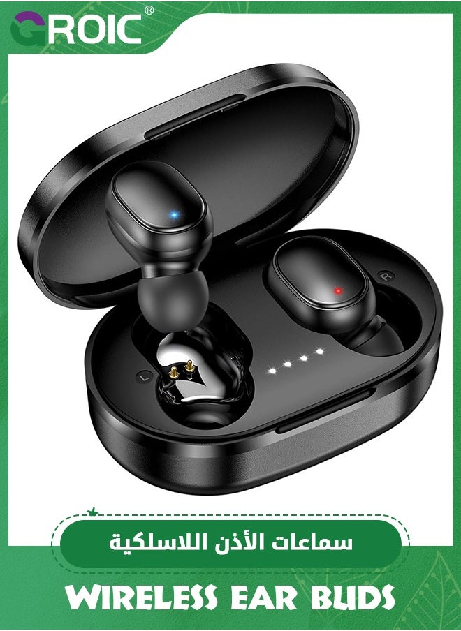GROIC Bluetooth Wireless Earbuds, Deep Bass Hi-Fi Stereo Headset with Microphone in-Ear Call Nosie Cancelling Bluetooth Headphones, Immersive Premium Sound Ear Buds for iPhone, Android  - Image 1