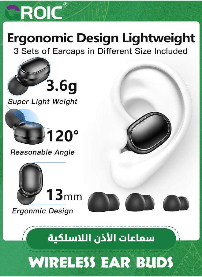 GROIC Bluetooth Wireless Earbuds, Deep Bass Hi-Fi Stereo Headset with Microphone in-Ear Call Nosie Cancelling Bluetooth Headphones, Immersive Premium Sound Ear Buds for iPhone, Android  - Image 4