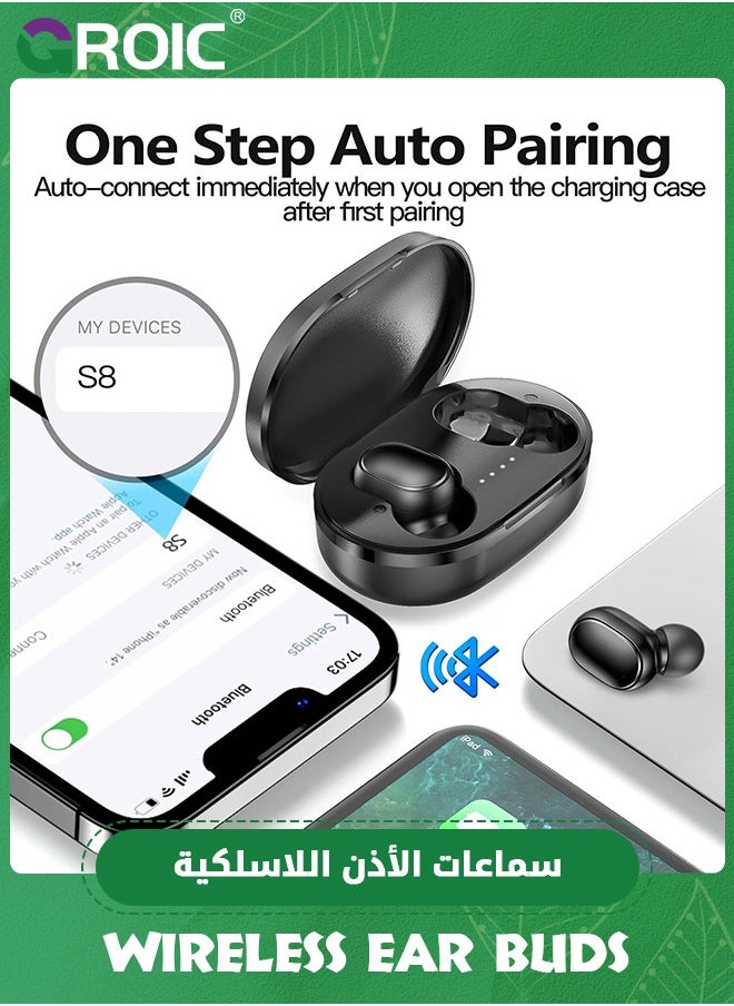 GROIC Bluetooth Wireless Earbuds, Deep Bass Hi-Fi Stereo Headset with Microphone in-Ear Call Nosie Cancelling Bluetooth Headphones, Immersive Premium Sound Ear Buds for iPhone, Android  - Image 3
