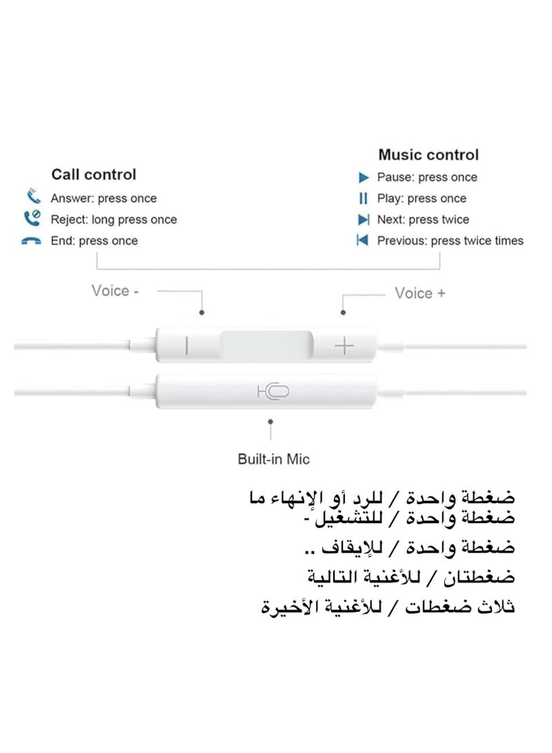 AREX EarBuds with USB C Connector Wired Earbuds with Microphone & Volume Control, In-ear Headphones for iPhone 16 Pro Max, 15 Pro Max, iPad Pro/Air, Samsung (White) - Image 4