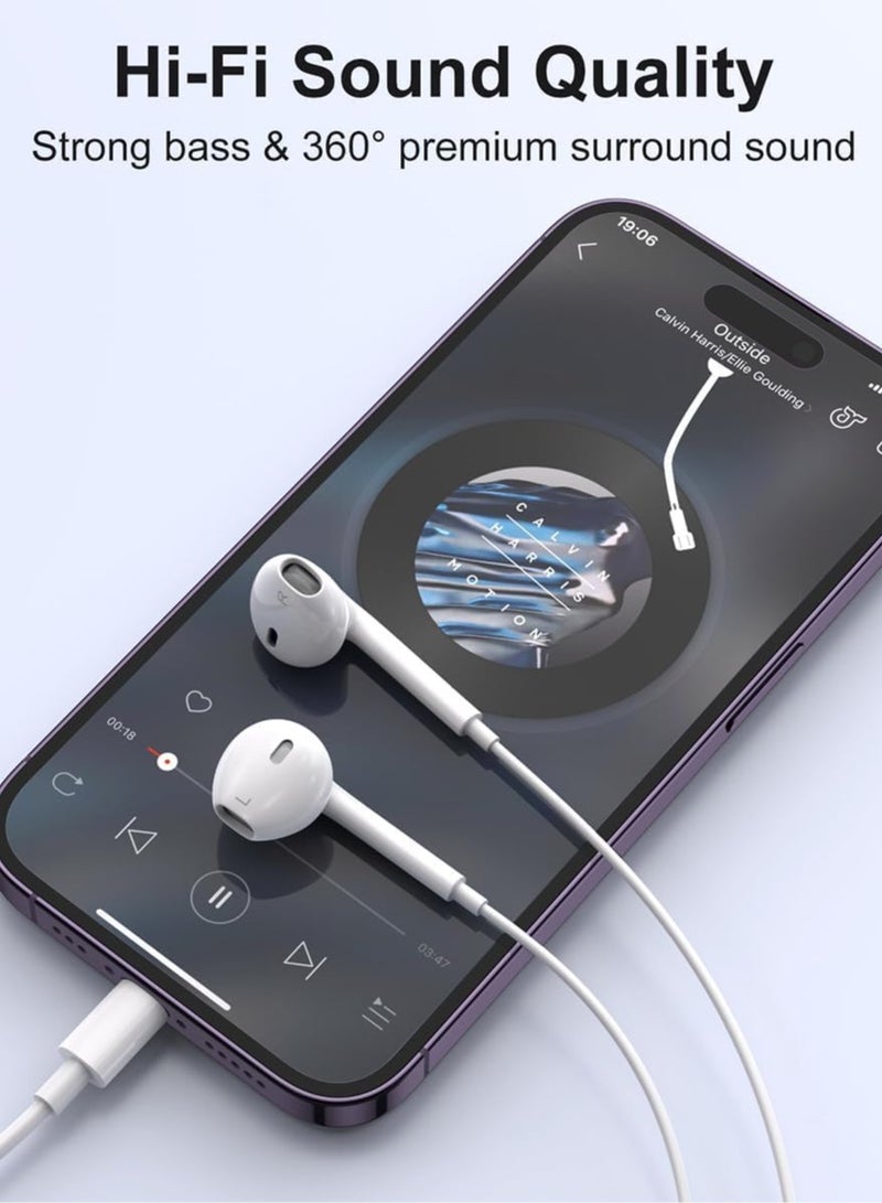 AREX EarBuds with USB C Connector Wired Earbuds with Microphone & Volume Control, In-ear Headphones for iPhone 16 Pro Max, 15 Pro Max, iPad Pro/Air, Samsung (White) - Image 5