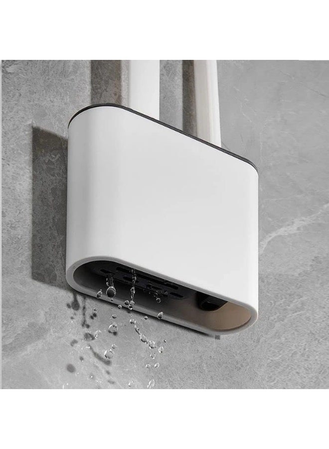 مجموعة فرشاة المرحاض الحديثة ذات الشعيرات السيليكونية وحامل الحائط - رأس ناعم مرن للتنظيف العميق، قاعدة سريعة الجفاف وجيدة التهوية، أداة تنظيف حمام موفرة للمساحة - تصميم غير قابل للخدش وصحي - Image 4