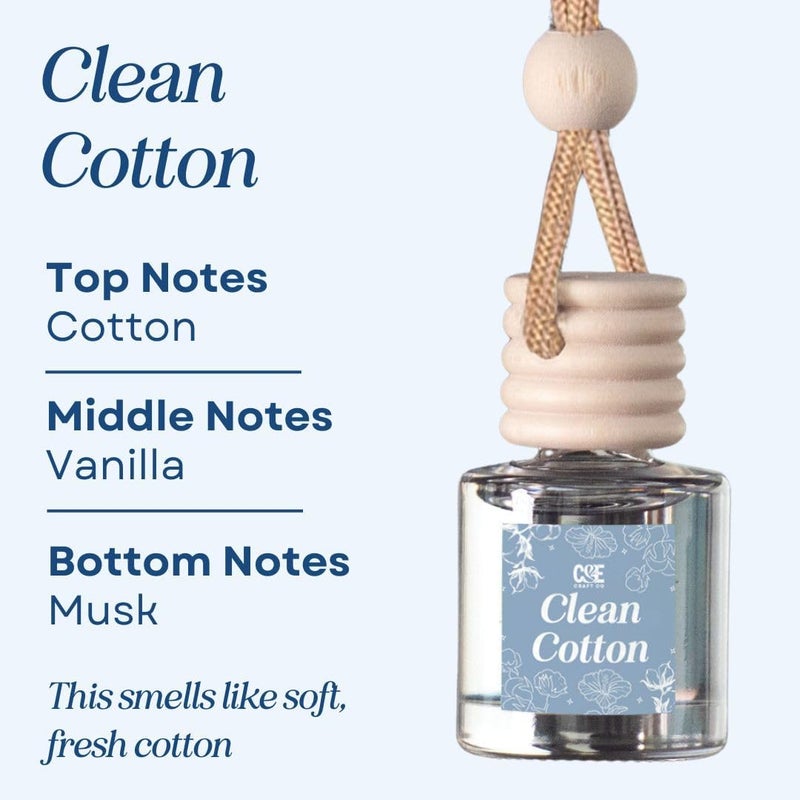 CE CRAFT مجموعة C&E Craft Co من معطرات السيارة المعلقة بناشر العطر، عبوة مزدوجة، زيت عطر طويل الأمد لمعطر السيارة، زجاجة زجاجية لمعطر السيارة الأوتوماتيكي، صنع في الولايات المتحدة (قطن نظيف) - Image 2