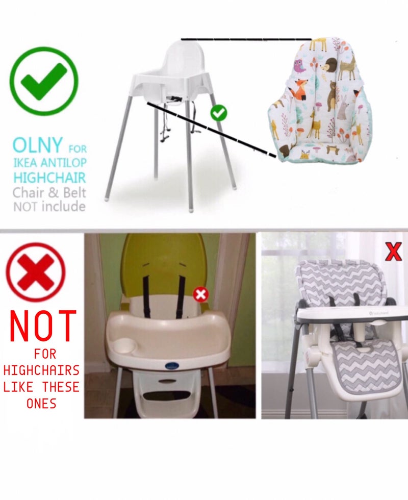 Bebek Ozel High Chair Cushion for IKEA High Chair, One Piece IKEA High Chair Accessories, Cotton Antilop High Chair Accessories, Washable IKEA High Chair Cushion (Nature Green) - Image 2