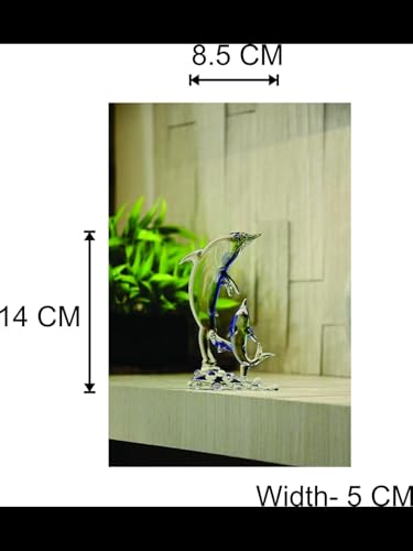 Somil Handcrafted Crystal Glass Dolphin Showpiece – Mother & Baby Dolphin Figurine, Blue & Clear,Decorative Gifting for Home, Office, Table, Ideal Gift Pack of 1 - Image 4