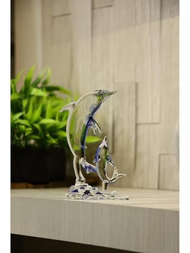 Somil Handcrafted Crystal Glass Dolphin Showpiece – Mother & Baby Dolphin Figurine, Blue & Clear,Decorative Gifting for Home, Office, Table, Ideal Gift Pack of 1 - Image 2