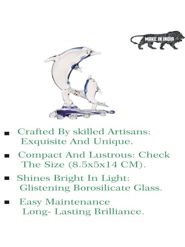 Somil Handcrafted Crystal Glass Dolphin Showpiece – Mother & Baby Dolphin Figurine, Blue & Clear,Decorative Gifting for Home, Office, Table, Ideal Gift Pack of 1 - Image 5