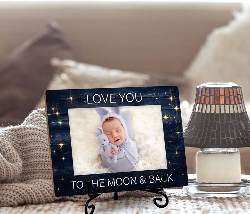 SSQBZU Baby Picture Frame  Love You To The Moon  Back  Displays 4x6 Photo Rustic Wooden Frame 8x58 inches - Image 5