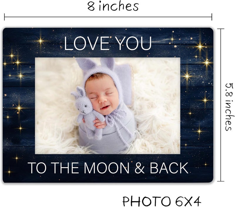 SSQBZU Baby Picture Frame  Love You To The Moon  Back  Displays 4x6 Photo Rustic Wooden Frame 8x58 inches - Image 3