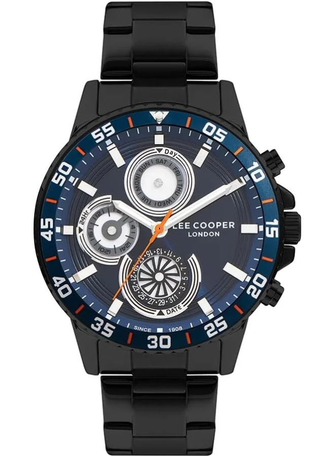 Lee Cooper Lee Cooper Men's VX9NE1 Movement Watch, Multi Function Display and Metal Strap - LC07636.690, Black