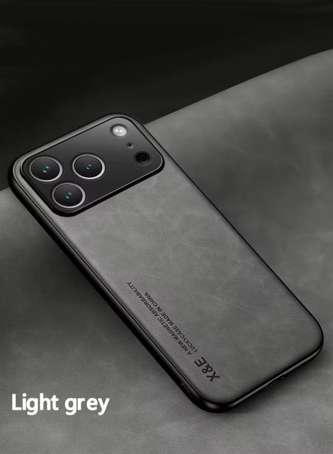 IPhone 17 Pro Luxury Leather Protective Case - Grey - Image 5