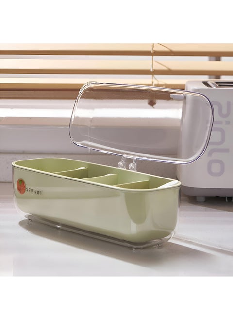 Seasoning Holder Set - Multi-Section Acrylic Container With Easy-Lift Lids And Spoons Included, Built For Long-Term Use In Modern Kitchens Needing Fresh And Accessible Ingredients