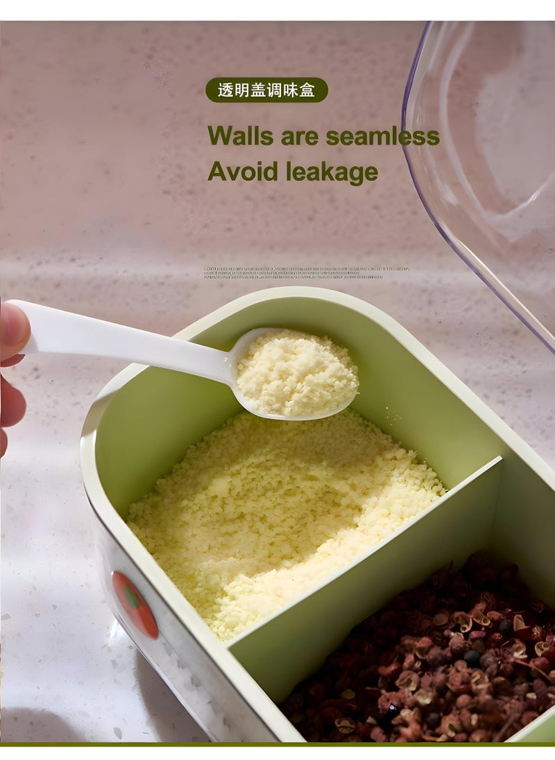Generic - Seasoning Holder Set - Multi-Section Acrylic Container With Easy-Lift Lids And Spoons Included, Built For Long-Term Use In Modern Kitchens Needing Fresh And Accessible Ingredients - Image 1