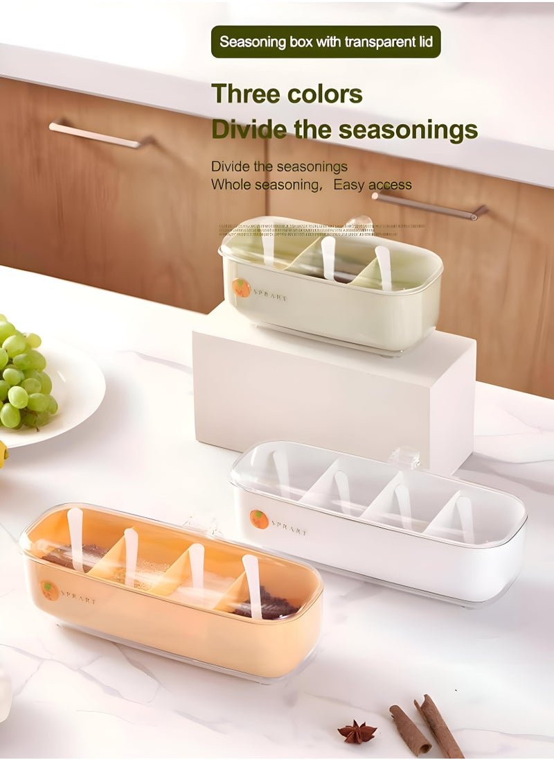 Generic - Seasoning Holder Set - Multi-Section Acrylic Container With Easy-Lift Lids And Spoons Included, Built For Long-Term Use In Modern Kitchens Needing Fresh And Accessible Ingredients - Image 1