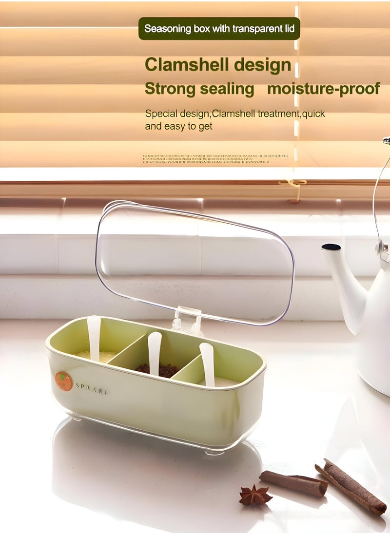 Generic - Seasoning Holder Set - Multi-Section Acrylic Container With Easy-Lift Lids And Spoons Included, Built For Long-Term Use In Modern Kitchens Needing Fresh And Accessible Ingredients - Image 1