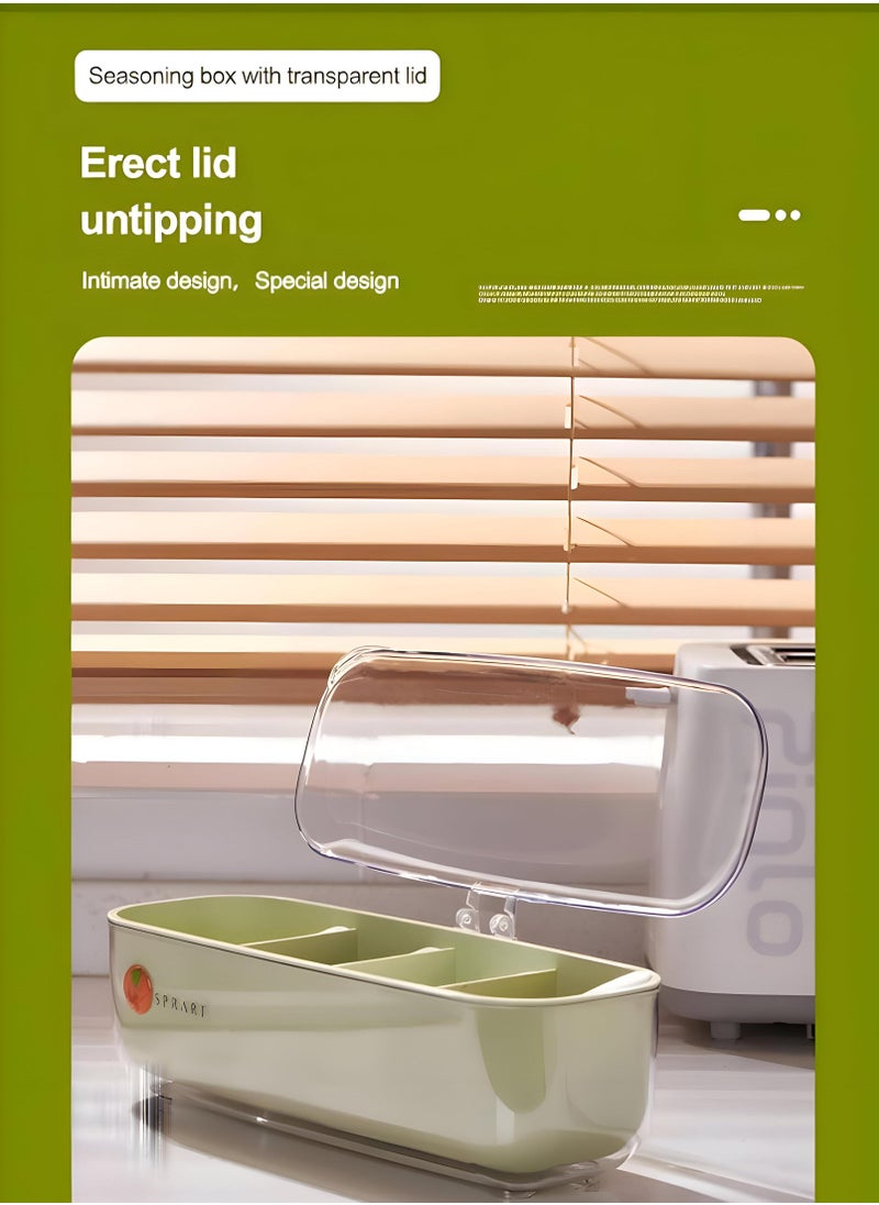 Generic - Seasoning Holder Set - Multi-Section Acrylic Container With Easy-Lift Lids And Spoons Included, Built For Long-Term Use In Modern Kitchens Needing Fresh And Accessible Ingredients - Image 1