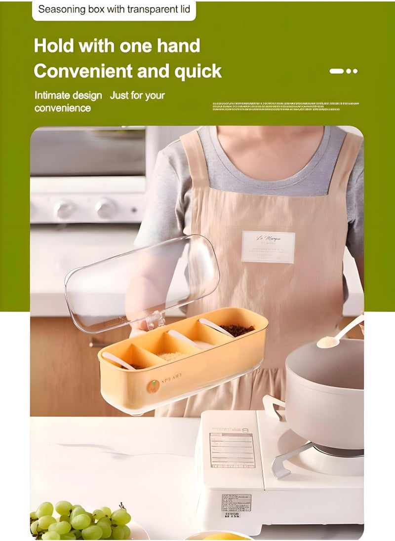 Generic - Seasoning Holder Set - Multi-Section Acrylic Container With Easy-Lift Lids And Spoons Included, Built For Long-Term Use In Modern Kitchens Needing Fresh And Accessible Ingredients - Image 1