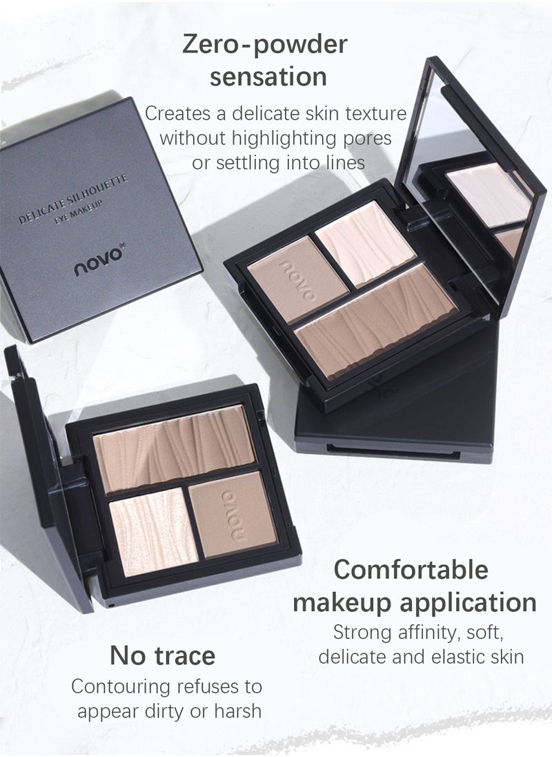 Novo - Multi Effect Three Color Contouring Disk, Makeup Palette Contain Contour and Highlighter, Eye Makeup Palette, Contouring Palette, Matte Radiance Luminizer - Image 1