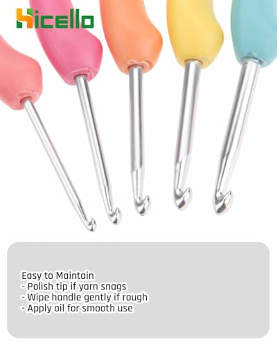 Hicello Crochet Hooks Set,Large Handle Ergonomic Grip Crochet Hook, 8PCS Aluminum Smooth Knitting Hook Needles for Arthritic Hands - Image 5