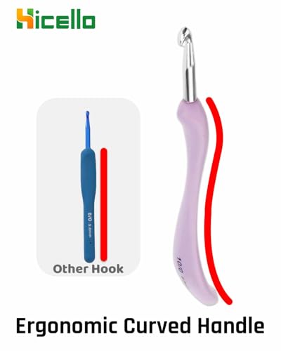 Hicello Crochet Hooks Set,Large Handle Ergonomic Grip Crochet Hook, 8PCS Aluminum Smooth Knitting Hook Needles for Arthritic Hands - Image 4