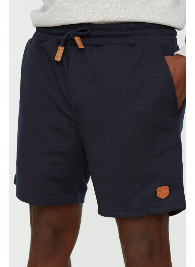 trendyol Navy Men's Regular/Normal Cut Short Length PU Label Rubber Waisted Lace Up Shorts  - Image 1