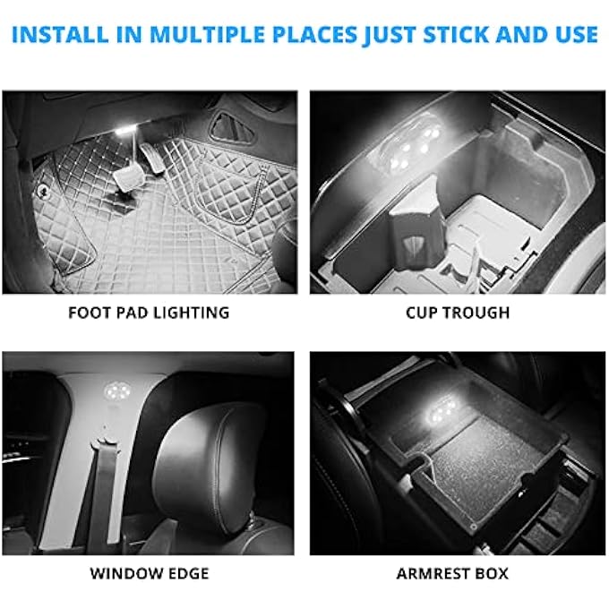 neotimely Wireless Led Lights For Car Interior Car Led Lights Interior Usb Rechargeable Car Interior Lights Led Interior Car Lights With 6 Bright Led Lamp Beads Portable Night Reading Light 2 Pcs White - Image 5