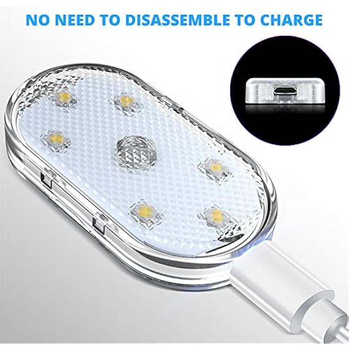 neotimely Wireless Led Lights For Car Interior Car Led Lights Interior Usb Rechargeable Car Interior Lights Led Interior Car Lights With 6 Bright Led Lamp Beads Portable Night Reading Light 2 Pcs White - Image 4