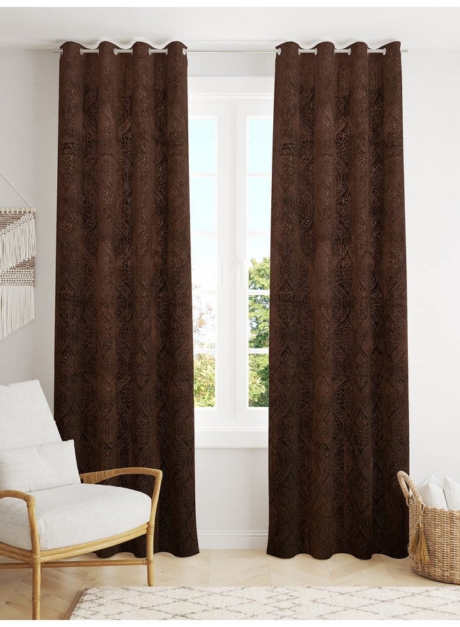 Homefab India Homefab India 2 Piece Velvet Door Curtains - 7 feet, Brown - Image 2