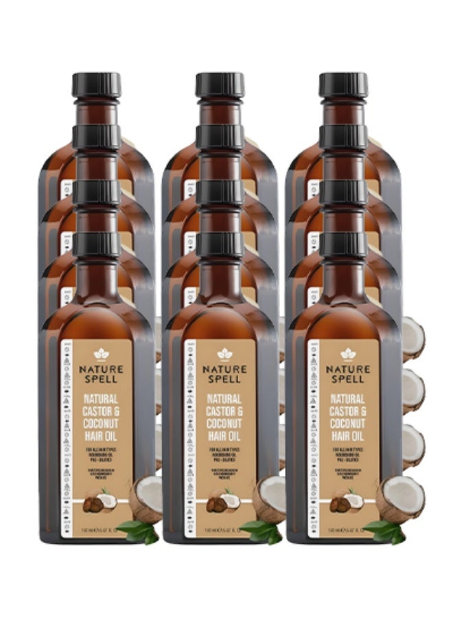 نايتشر سبيل 12 قطع زيت الخروع وجوز الهند الطبيعي للشعر لجميع أنواع الشعر 150 مل - Image 1