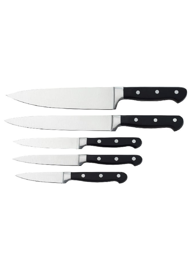 HATCHEN 6-Piece Premium Stainless Steel Kitchen Knife Set with Block Black and Silver 20.3 x 11 x 36.5 cm AH16 - Image 2