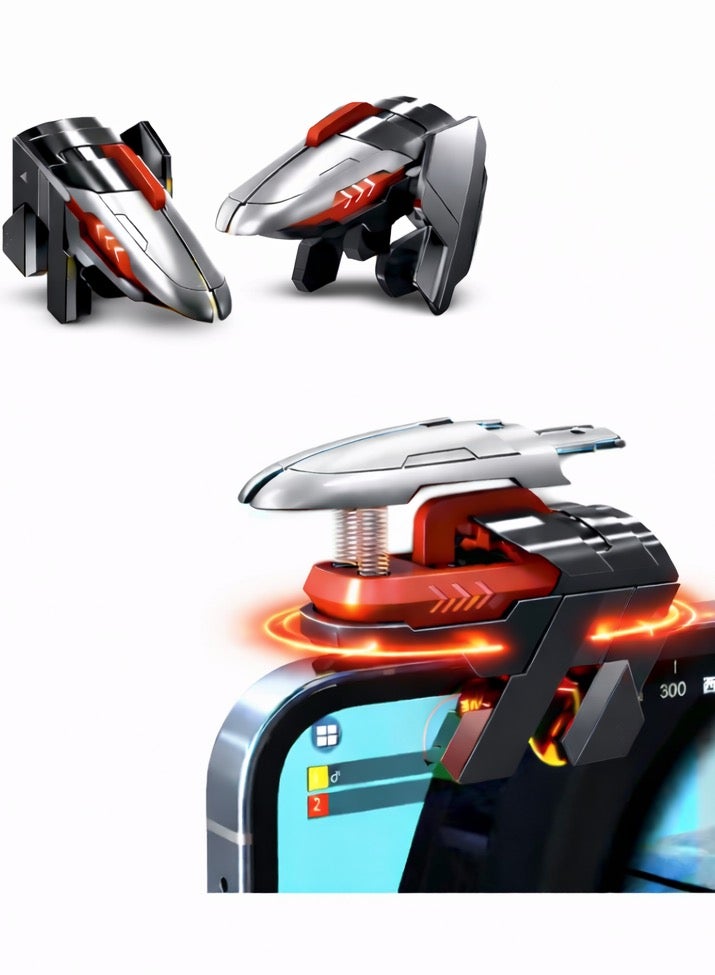 ميمو شفتات ليزر اوتوماتيكية عالية الجودة للهاتف من ميمو، 6 اصابع، سرعة استجابة فائقة، 25 ميلي امبير بطارية طويلة الامد،وضع إطلاق متكرر سريع، أزرار معدنية متينة، متوافقة مع جميع هواتف ايفون واندرويد مخصصة لالعاب مثل ببجي موبايل - Image 1