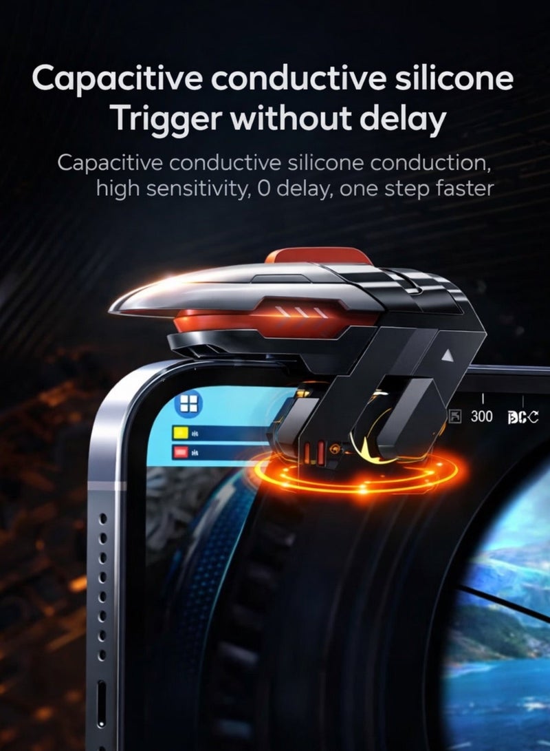 ميمو شفتات ليزر اوتوماتيكية عالية الجودة للهاتف من ميمو، 6 اصابع، سرعة استجابة فائقة، 25 ميلي امبير بطارية طويلة الامد،وضع إطلاق متكرر سريع، أزرار معدنية متينة، متوافقة مع جميع هواتف ايفون واندرويد مخصصة لالعاب مثل ببجي موبايل - Image 4