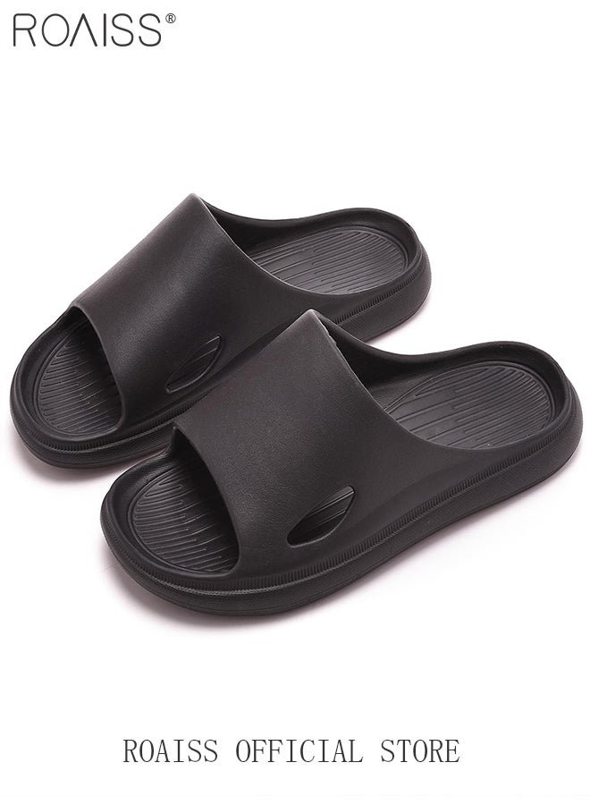 roaiss EVA Indoor Home Slippers for Men Summer Simple Soft Elasticity Comfort Outdoor Slides Quick Drying Silent Anti-Slip Wear-Resistant Breathable Lightweight Bath Sandals  - Image 4