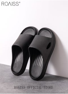 roaiss EVA Indoor Home Slippers for Men Summer Simple Soft Elasticity Comfort Outdoor Slides Quick Drying Silent Anti-Slip Wear-Resistant Breathable Lightweight Bath Sandals  - Image 3
