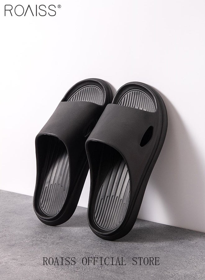 roaiss EVA Indoor Home Slippers for Men Summer Simple Soft Elasticity Comfort Outdoor Slides Quick Drying Silent Anti-Slip Wear-Resistant Breathable Lightweight Bath Sandals  - Image 3
